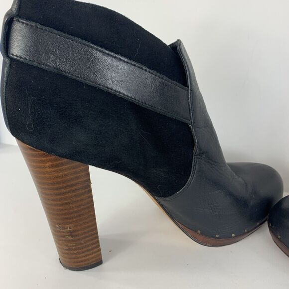 Sam Edelman LuLu Boots Chunky Heel Black Leather Suede Buckle Fall Size 9 M - Picture 9 of 13